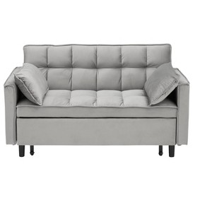 TiramisuBest 55"green velvet sofa, elegant with convenient pockets, clever interpretation of the three-in-one conversion art - 1 of 4