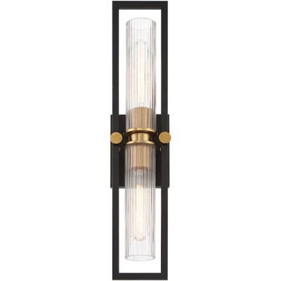 Black and Brass 34" Glass Shade Wall Sconce