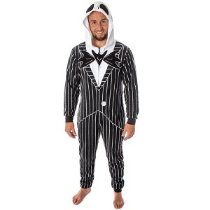 Nightmare Before Christmas Jack Skellington Unisex Adult Costume Pajama Union Suit - 1 of 4