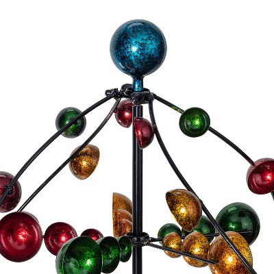 71" Multicolor Iron Orbital Wind Spinner Garden Stake