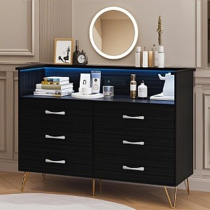 Jojoka Dresser for Bedroom with LED Light & Charging Station - 1 of 4