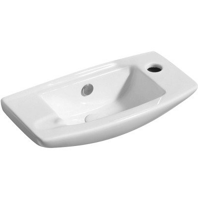ALFI ABC115 White 20inches Small Wall Mounted Ceramic Sink with Faucet Hole