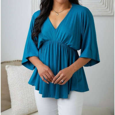 Women's Storied Mots Draped Peplum Top - White Birch