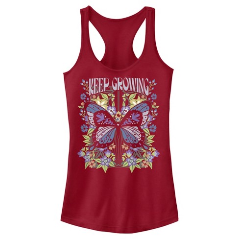 Juniors Womens Lost Gods Keep Growing Butterfly Racerback Tank Top - image 1 of 4