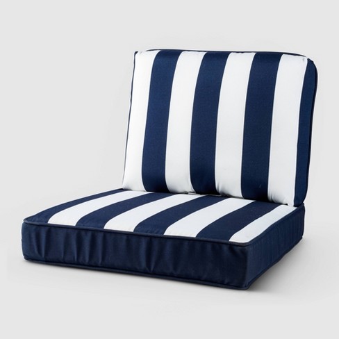 Rolston 2pc Outdoor Replacement Chair, Navy Blue Patio Chair Cushions