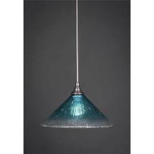 Toltec Lighting Any 1 - Light Pendant in  Brushed Nickel with 12" Teal Crystal Shade - 1 of 1