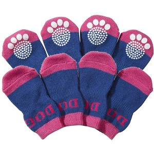 Pet Life Anti-Slip Rubberized Gripped Breathable Stretch Pet Dog Socks - Set of 4, LG, Black - 1 of 4