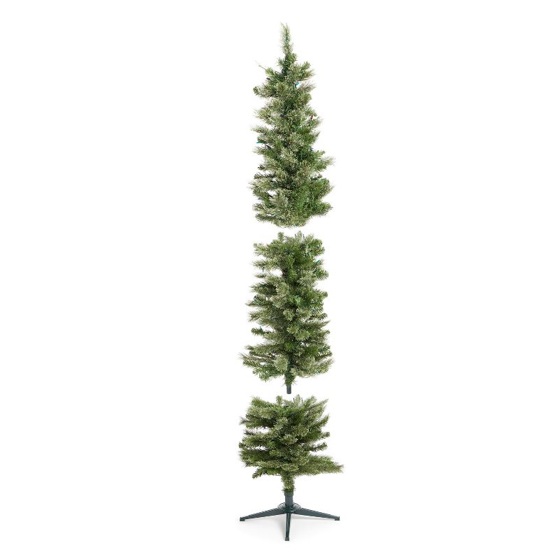 Home Heritage Pre-Lit Skinny Artificial Pine Christmas Tree with Lights and Foldable Stand, 5 of 7