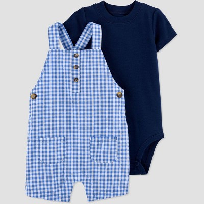 Baby Boys' 2pc Gingham Plaid Top & Bottom Set - Just One You® made by carter's Blue/Navy Newborn