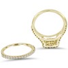 Pompeii3 1 1/10CT Cushion Halo Diamond Engagement Wedding Ring Set 10K Yellow Gold - 3 of 4