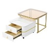 NicBex Coffee Tables for Living Room 2-in-1 Square Nesting Coffee Table Stackable End Table Set with Drawers and Brown Tempered Glass, Black+Gold - 3 of 4