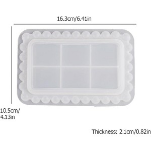 JDICTION Resin Epoxy Casting Mold, Rectangle Jewelry Display Tray with Beaded Edge for Trinket Dish, Candle Holder, Soap Dish, Storage Container - 1 of 4