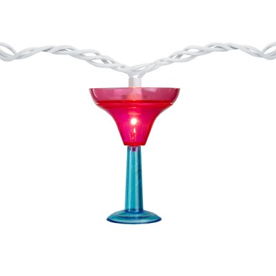 Vibrant Multicolor Martini Glass Outdoor String Lights, 10-Piece Set