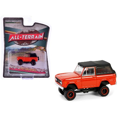 1969 Ford Bronco Poppy Red with Black Soft Top "All Terrain" Series 16 1/64 Diecast Model Car by Greenlight