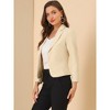 INSPIRE CHIC Women's Open Front Office Long Sleeve Lightweight Printed Floral Crop Suit Blazer - 2 of 4