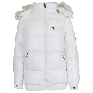 Spire By Galaxy Women's Full Zip Heavyweight Bubble Jacket With Detachable Faux Fur Hood - 1 of 3