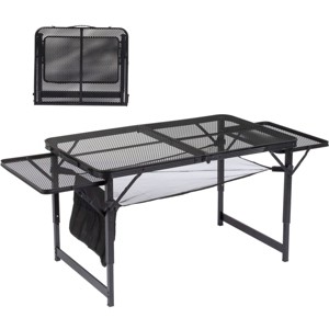 SEVOBAL Folding Portable Picnic Camping Table Small Lightweight with 2 Wing Panels Carry Handle Outdoor Grill Table RV Picnic, Black, 64"*8"*57.5" - 1 of 4