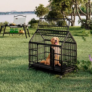 Heavy Duty Dog Crate with Wheels,Folding Metal Dog Kennel with Removable Tray,48'' Large Dog Cage for Indoor or Outdoor Use-Maison Boucle - 1 of 4