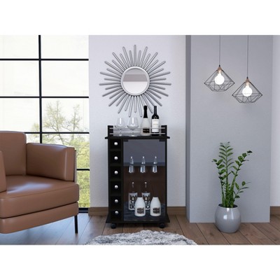 NicBex Mobile Kitchen Island Cart Morden Kitchen Carts on Wheels with Storage, 1 Glass Cabinet Door and 6 Bottle Rack for Kitchen