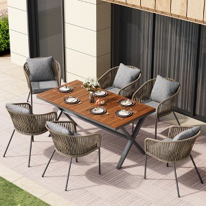 ELJGET 7 Pieces Patio Dining Set, All-Weather Outdoor Furniture Set with Dining Table and Chairs for Garden, Backyard, Balcony - 1 of 4