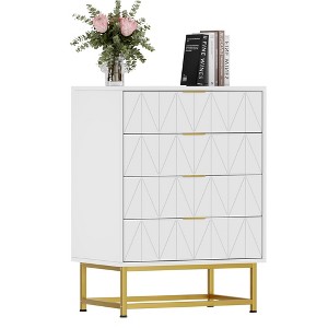4-Drawer Fabric Dresser for Bedroom, Small Storage Chest with Wood Top, Modern Nightstand End Table - 1 of 4