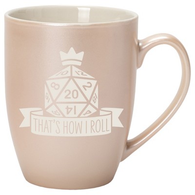 100 North Dice 10 Ounce White and Precious Pearl Metallic Finish, Comfortably Fits Your Hands, New Bone China Coffee Tea Cup Mug, That's How I Roll