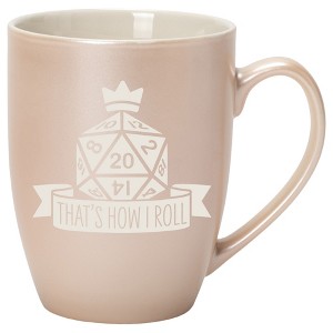 100 North Dice 10 Ounce White and Precious Pearl Metallic Finish, Comfortably Fits Your Hands, New Bone China Coffee Tea Cup Mug, That's How I Roll - 1 of 1