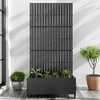 Lirago 6 ft. H x 3 ft. W Metal Planter Box privacy screen Garden Bed with Trellis and Wheels - Black - 2 of 4
