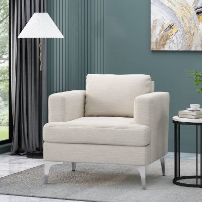 Christopher Knight Home Miramichie Upholstered Club Chair Beige/Silver
