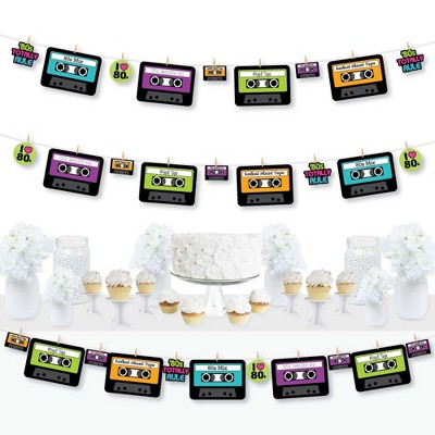 Big Dot of Happiness 80's Retro - Totally 1980s Party DIY Decorations - Clothespin Garland Banner - 44 Pieces