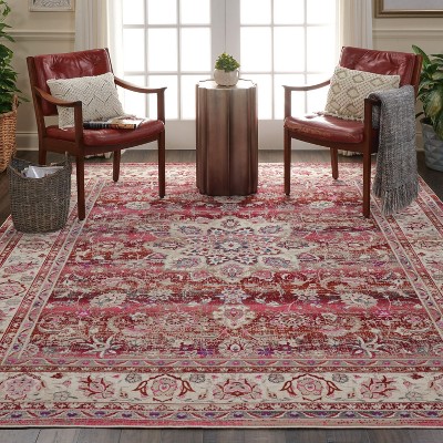 Vintage Red Wool and Synthetic 8' x 10' Area Rug