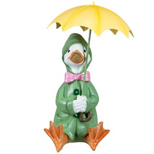 Northlight Sitting Duck in Raincoat and Umbrella Outdoor Garden Statue - 10.5" - 1 of 4