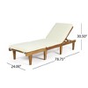 Acacia Wood Patio Chaise Lounge with Water-Resistant Cushion, Outdoor Furniture, Chaise Lounges Outdoor Chairs for Outside -Christopher Knight Home - 3 of 4