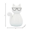 Sagebrook Home Cat with Glasses Sculpture - Contemporary Porcelain White and Black Cat Statue for Home or Office Decor - 4 of 4