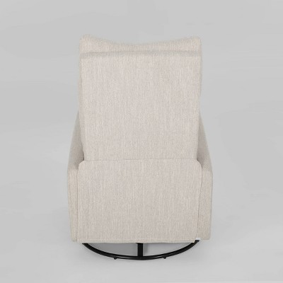 Woodglen Plush Tufted Glider Swivel Recliner in Beige and Black