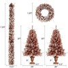 4 Pieces Christmas Tree Decoration Set,Christmas Garland, Wreath and Set of 2 Entrance Trees,Snow Flocked Christmas Tree for Front Door Fireplace - 3 of 4