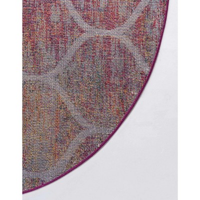 Colorful Multi Synthetic Round Trellis Area Rug