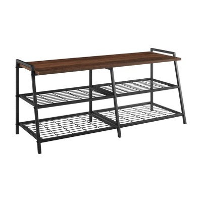 42" Urban Industrial Metal and Wood Entry Bench - Saracina Home