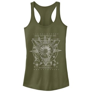 Juniors Womens CHIN UP Dream Big Worry Small Racerback Tank Top - 1 of 3