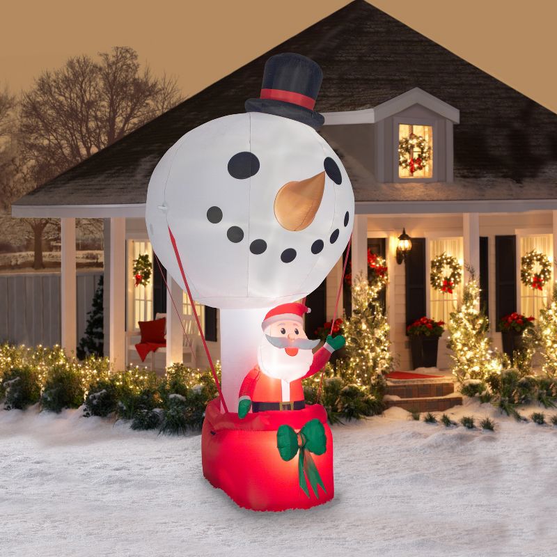 Gemmy Giant Christmas Airblown Inflatable Snowman Hot Air Balloon with Santa, 12 ft Tall, 2 of 4