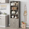 Bookcase with Doors Farmhouse Bookshelf 11.8in Depth Wooden Display Storage Shelves 71.4in Tall Bookcases - 3 of 4