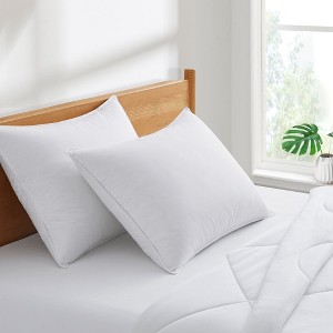 Peace Nest Set of 2 Soft Goose Feather Bed Pillows with Quilted Design - 1 of 4