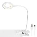 Insten LED Desk Lamp, Bright Table Lamp, Clip-On, Rechargeable, Flex Neck, Touch Control, 3 Brightness Levels, 240 Lumens, White
