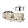 THE LICKER STORE Marbre Small/Medium Modern Weighted Marble & Stainless Steel Bowl 12oz (1.5 Cups) Feeder w/ Non-Slip Marble Tray Set - 4 of 4