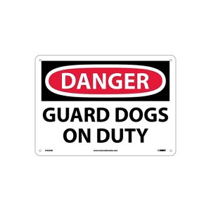 National Marker Danger Guard Dogs On Duty 10X14 .040 Aluminum D439AB - 1 of 1