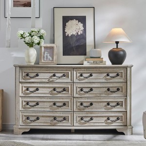 SinCiDo Farmhouse Drawers Dresser, Rustic Wood Chest of Drawers w/Natural Texture, Vintage Storage Dressers Organizer for Bedroom & Living Room - 1 of 4