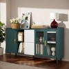 VANIRROR Modern 55" Kitchen Pantry Storage Cabinet, Coffee Bar with 2 Drawers, 2 Open Shelf & Glass Door – Wood Buffet for Kitchen or Living Room - 2 of 3