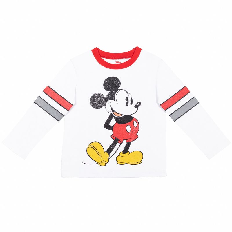 Disney Mickey Mouse Toddler Boys Long Sleeve T-Shirt Fleece Pant Set White/Gray , 2 of 7