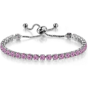 Cloth Women's Delicate Tennis Bracelet - Adjustable Slide Bracelet with White Gold Plated Diamonds and Cubic Zirconia - 1 of 4