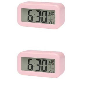 REGALWOVEN 2 Pcs Plastic Battery Powered Digital Temperature Alarm Clock 5.5 x 2.8 x 1.8 Inches - 1 of 4